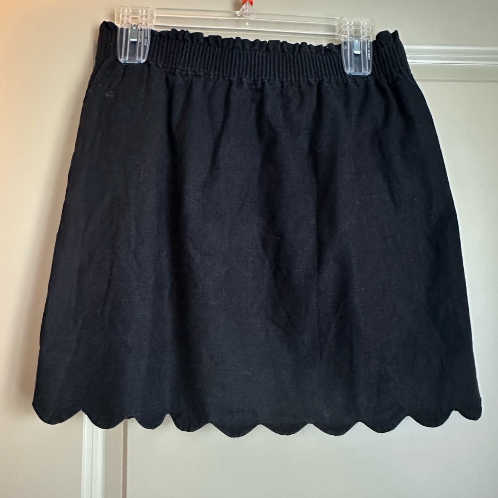 J. Crew Black A-Line Mini Skirt with Smocked Detail
